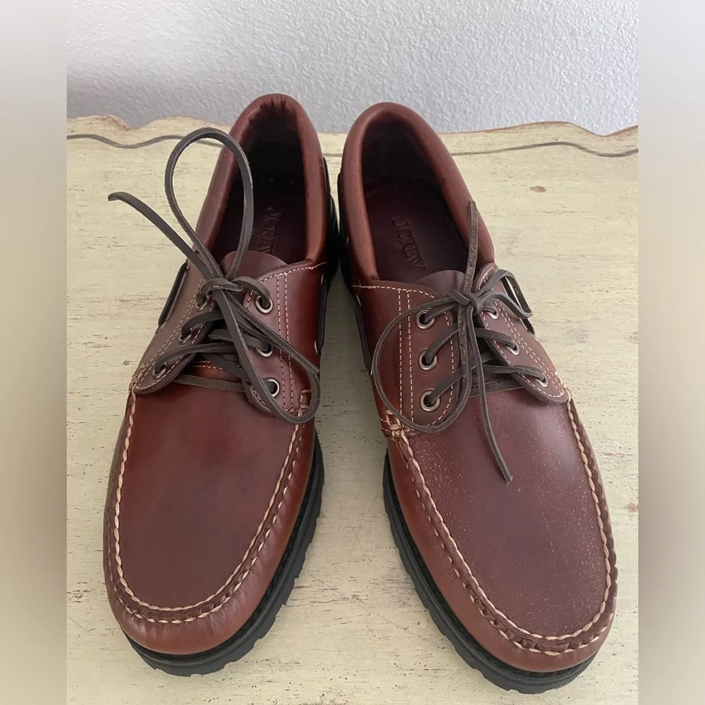J. CREW Lug boat‎ shoes in Dark Seahorse Brown Size 10 M $198 CL552
